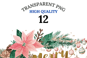 Merry Christmas Banner Clipart Set, a Decorative Illustration by Pati Charm Studio