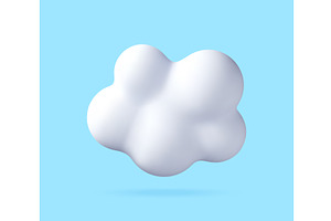 White fluffy cloud 3d icon isolated, an Object Illustration by Abscent