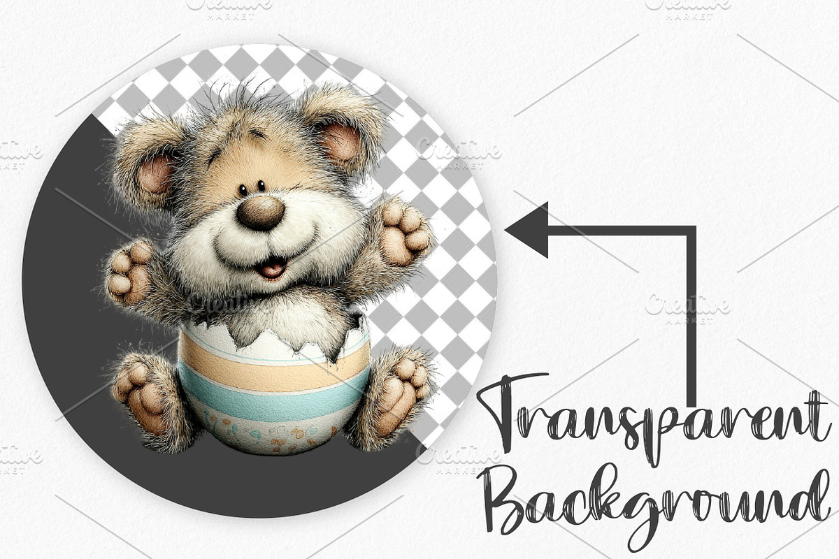Whimsical Easter Teddy Bear Clipart, an Illustration by Canvas Craft (Photo 2 of 6)