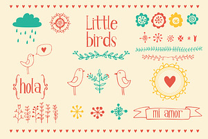 Little birds graphic elements