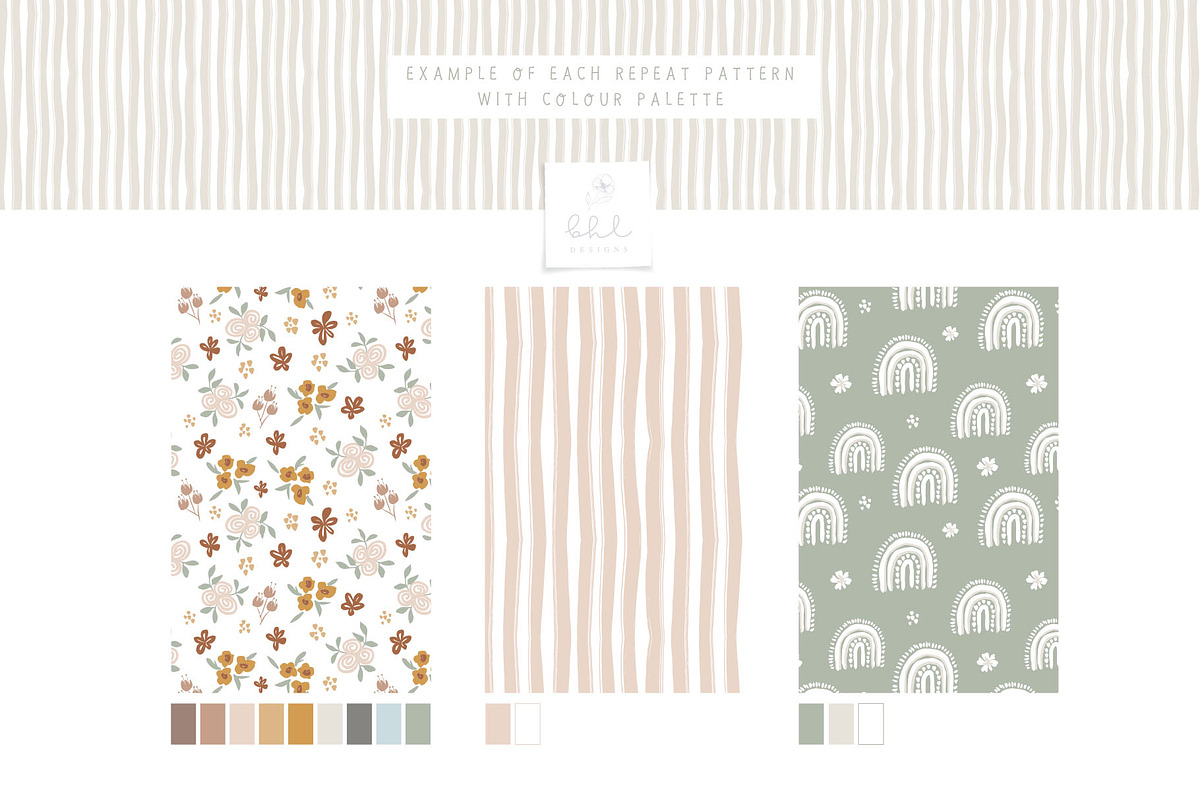 Scandi-Style Flowers and Rainbows, a Pattern Graphic by bhldesigns (Photo 7 of 13)