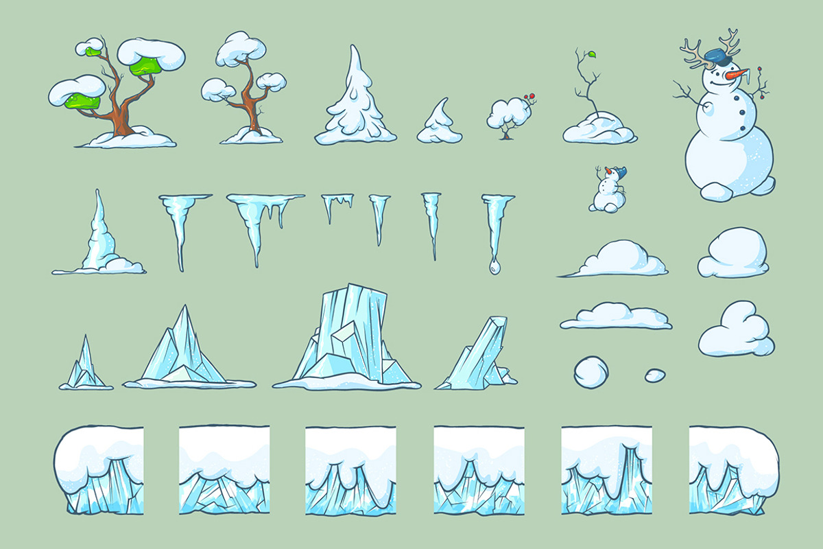 Winter Tile set for Platform Game, an Object Graphic by Andrew Bzh. (Photo 2 of 5)