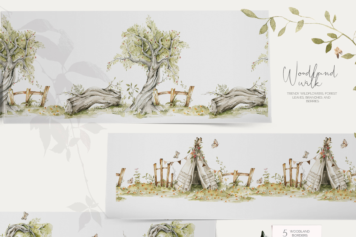 Woodland baby animals Field flowers, an Animal Illustration by 60secondsArt (Photo 13 of 16)