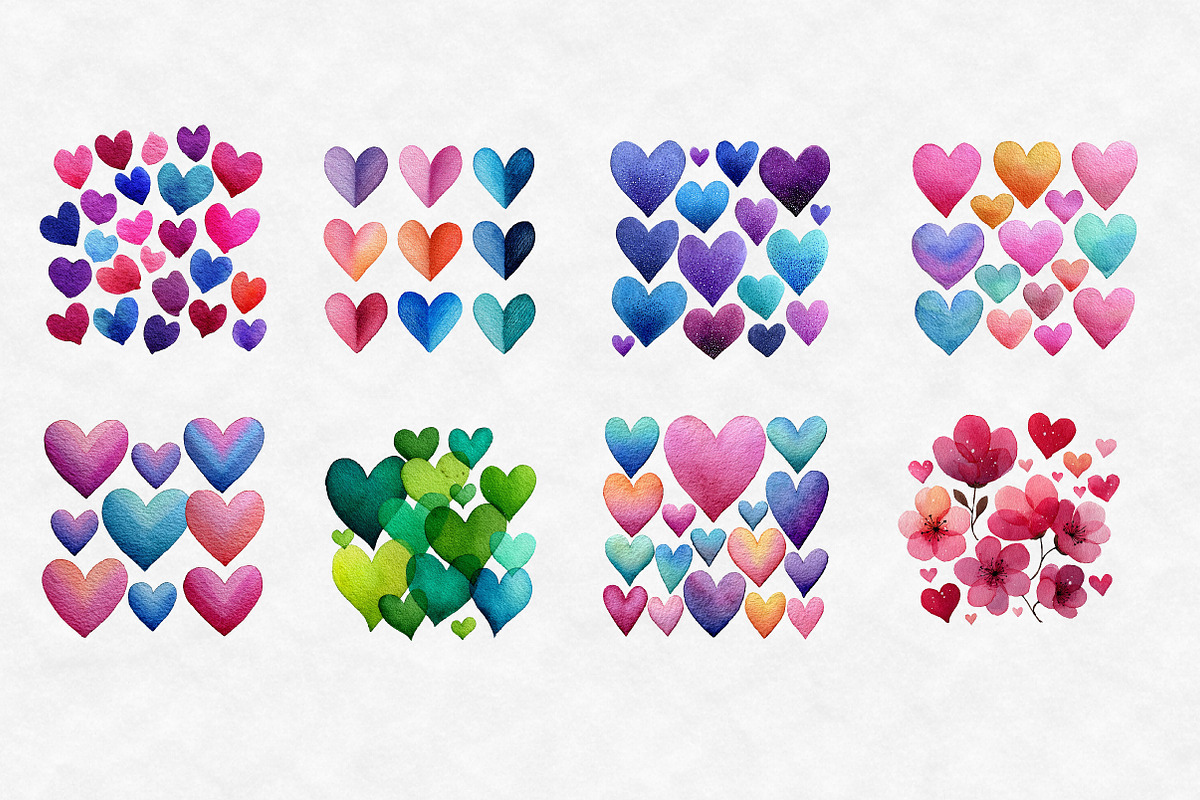 Watercolor Hearts Clipart, an Illustration by Designworld (Photo 5 of 6)