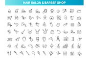 Hair Salon and Barber Shop Icons, an Outline Icon by Tettygreen (Thumbnail 1 of 2)