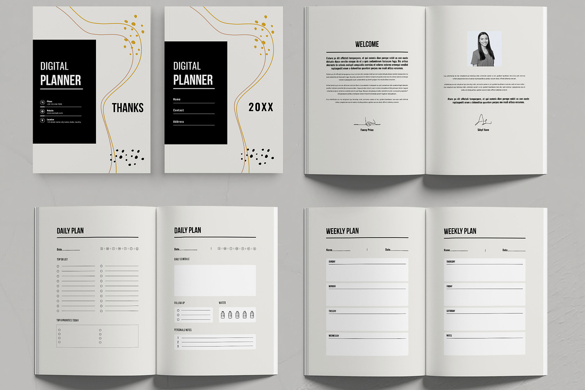Minimalist Digital Planner Design, a Stationery Template by MightyDesign (Photo 2 of 6)