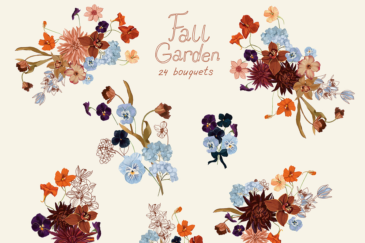 Fall Flowers PNG Illustrations, a Decorative Illustration by whiteheartdesign (Photo 3 of 16)