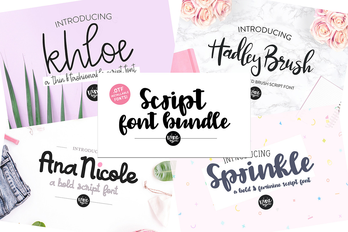 Bold Script Font Bundle of 4