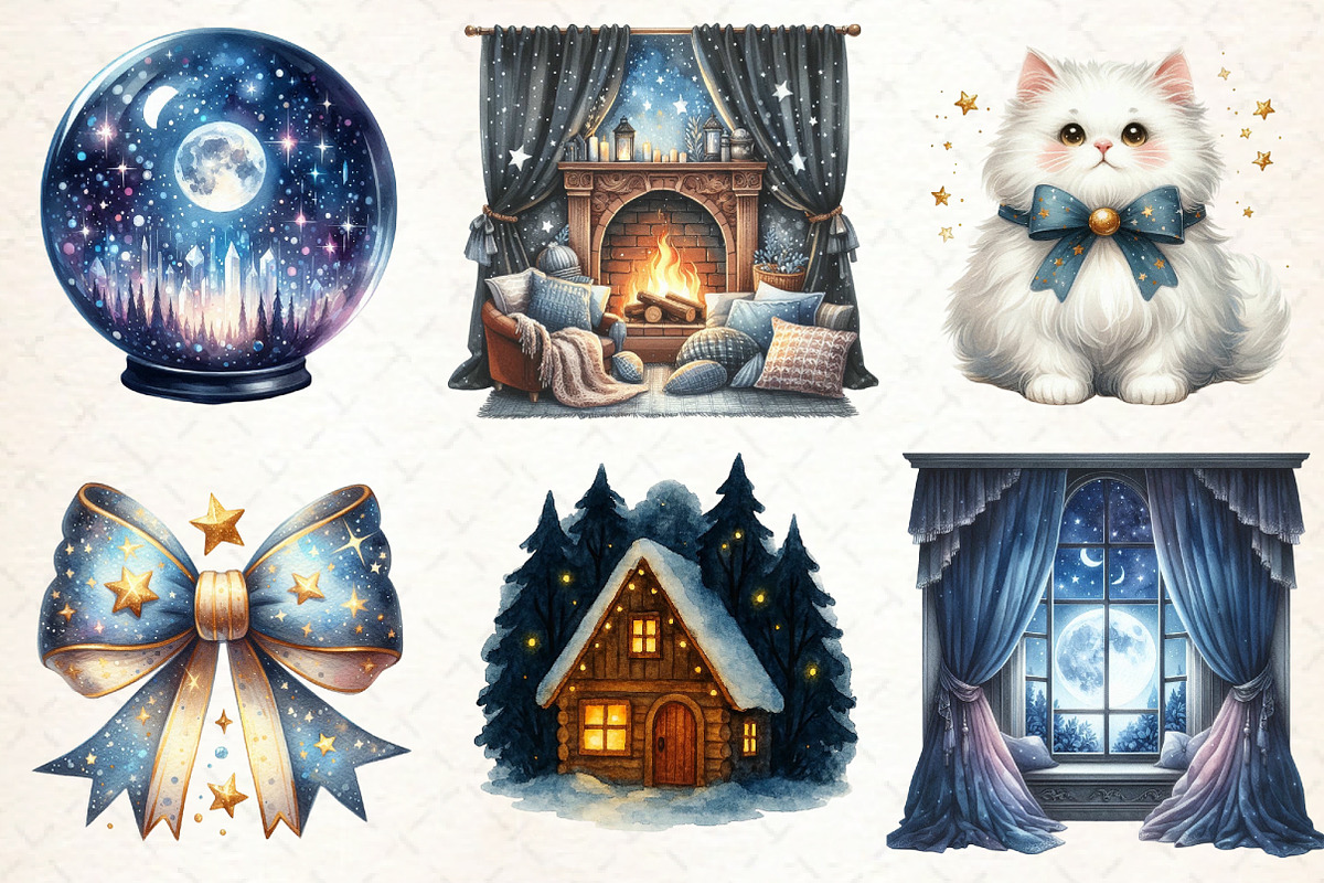 Watercolor Winter Stars Clipart, an Illustration by Libby Wishes (Photo 3 of 6)