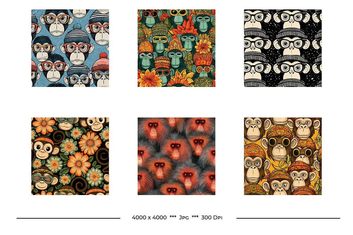 Monkey Retro Art Style Designs, a Pattern Graphic by karenfoleyphoto (Photo 6 of 10)