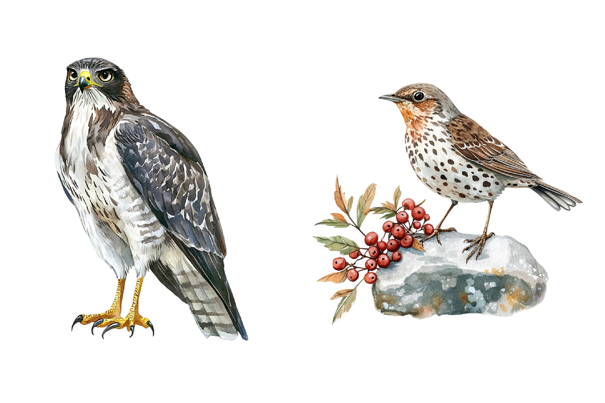 Scandinavian Birds Clipart, an Illustration by Watercolor design (Photo 5 of 5)