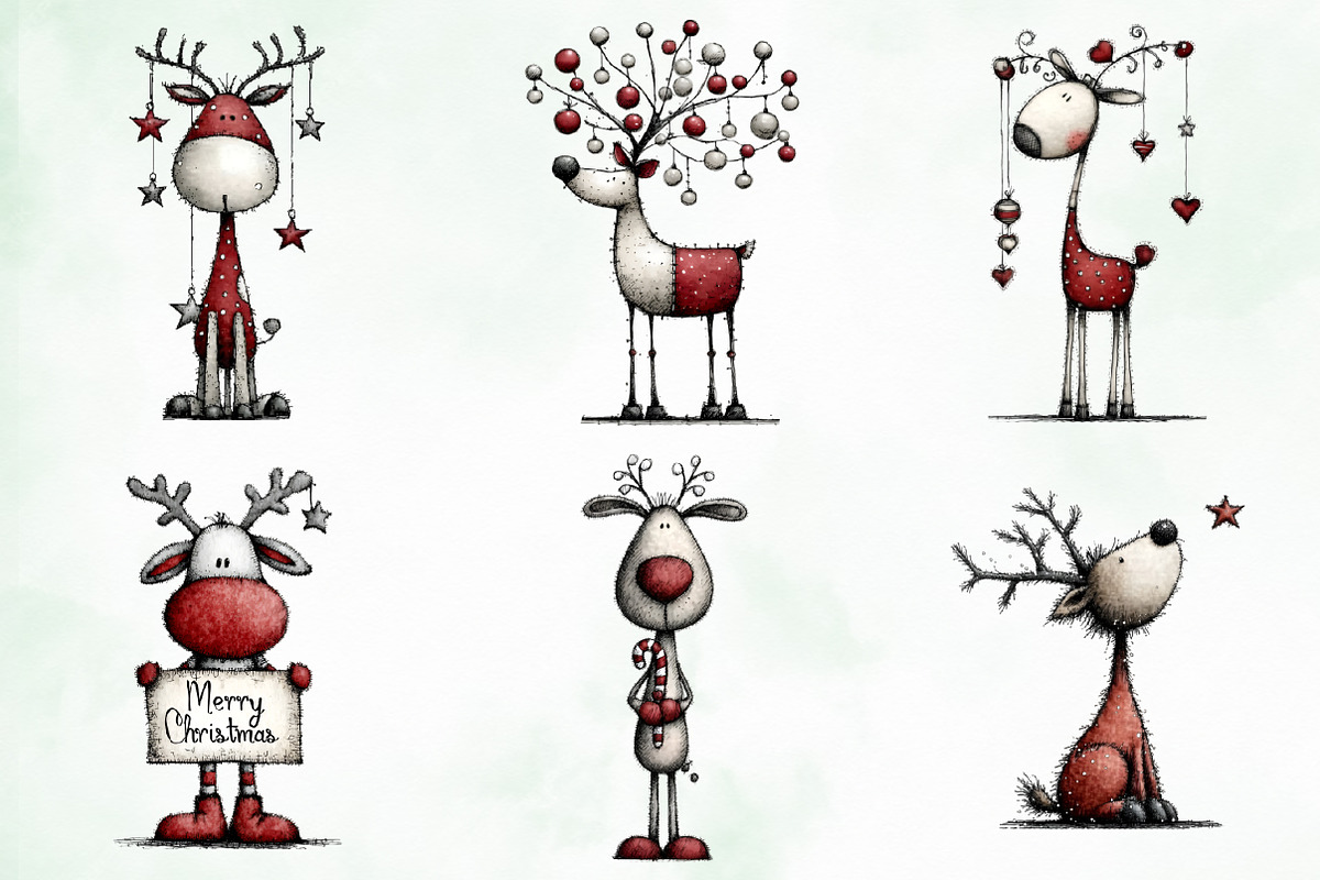 Whimsical Quirky Deer Clipart Bundle, an Illustration by Creative Art (Photo 8 of 12)