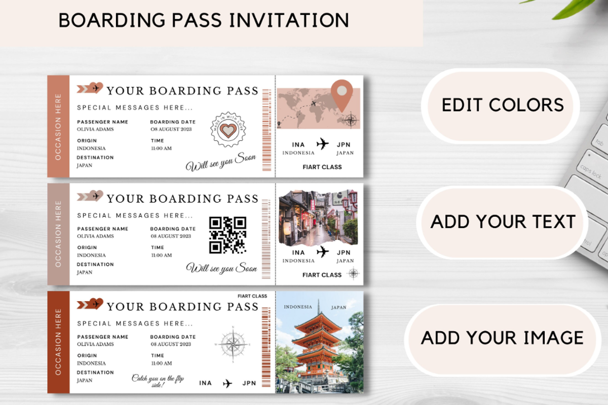 Editable Boarding Pass Template, a Card Template by YasdeyDesigns (Photo 6 of 7)