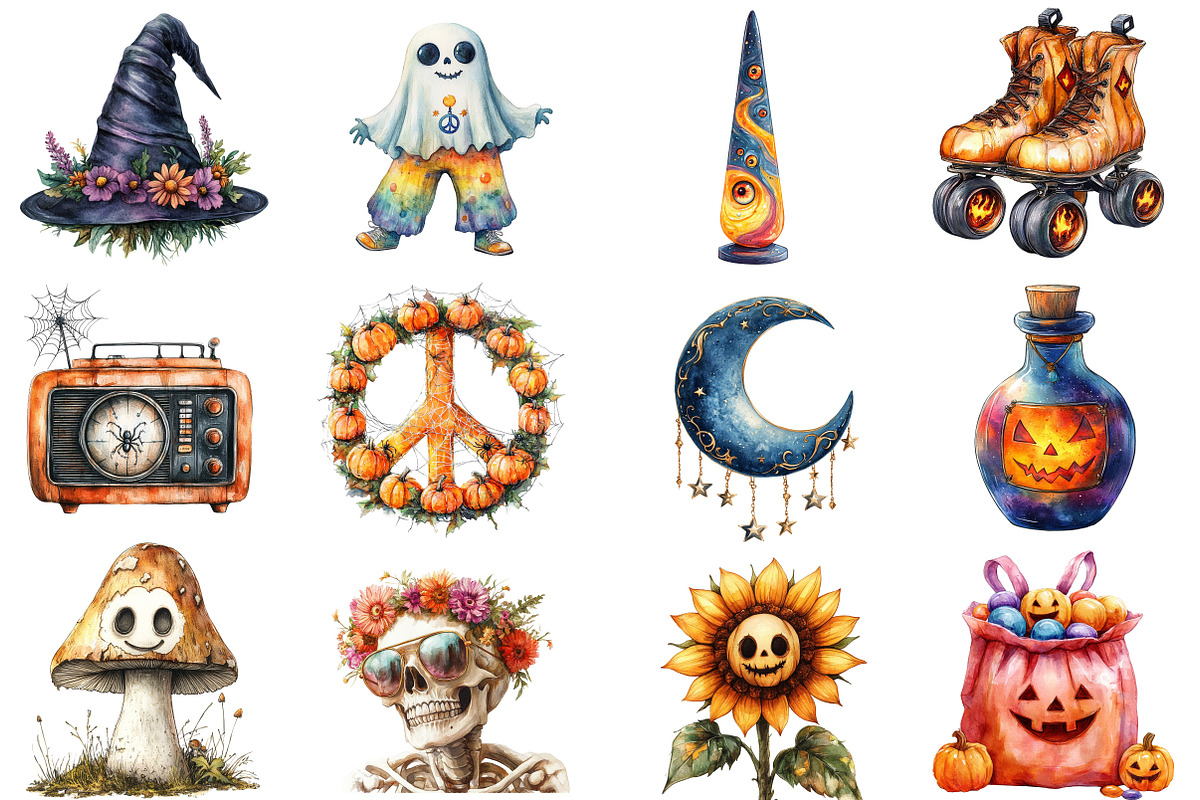 Groovy Retro Halloween Clipart, an Illustration by Designworld (Photo 3 of 5)