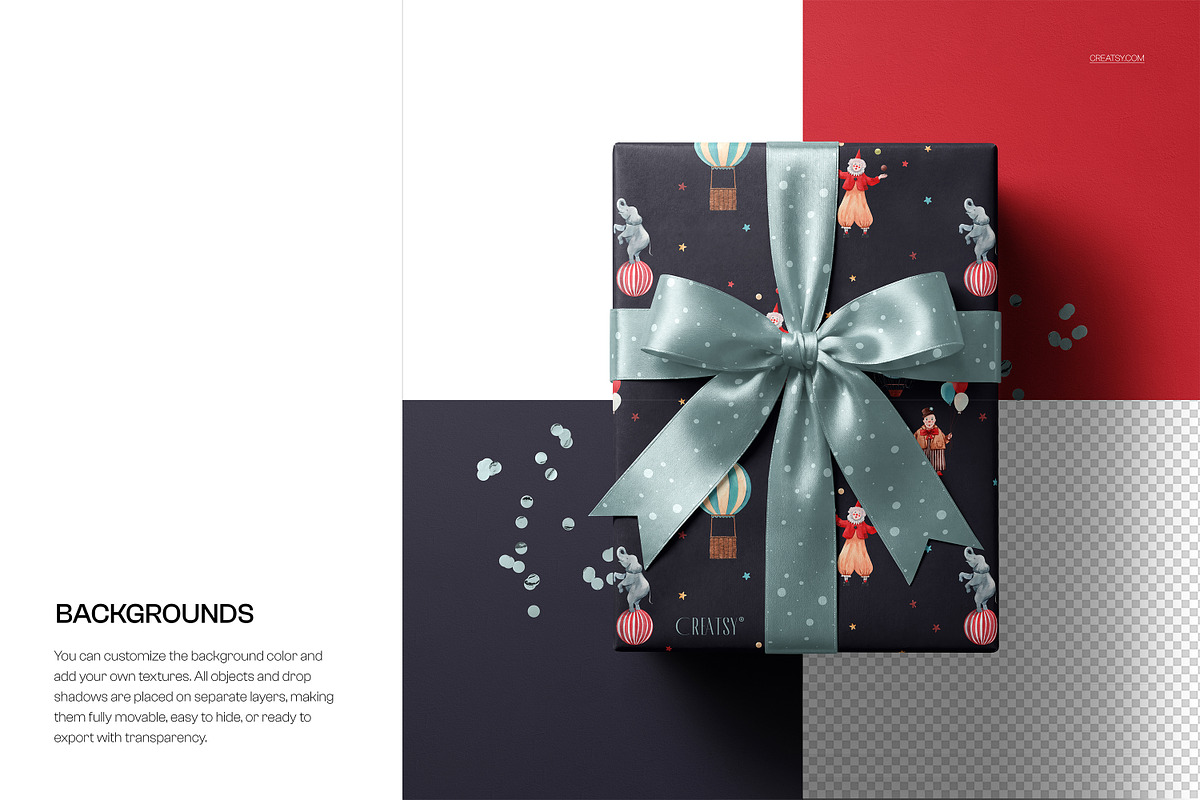 Gift with Wrapping Paper Mockup, a Packaging Mockup by creatsy5 (Photo 5 of 6)