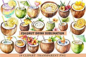 Coconut Drink Sublimation PNG, an Illustration by cherrydesign