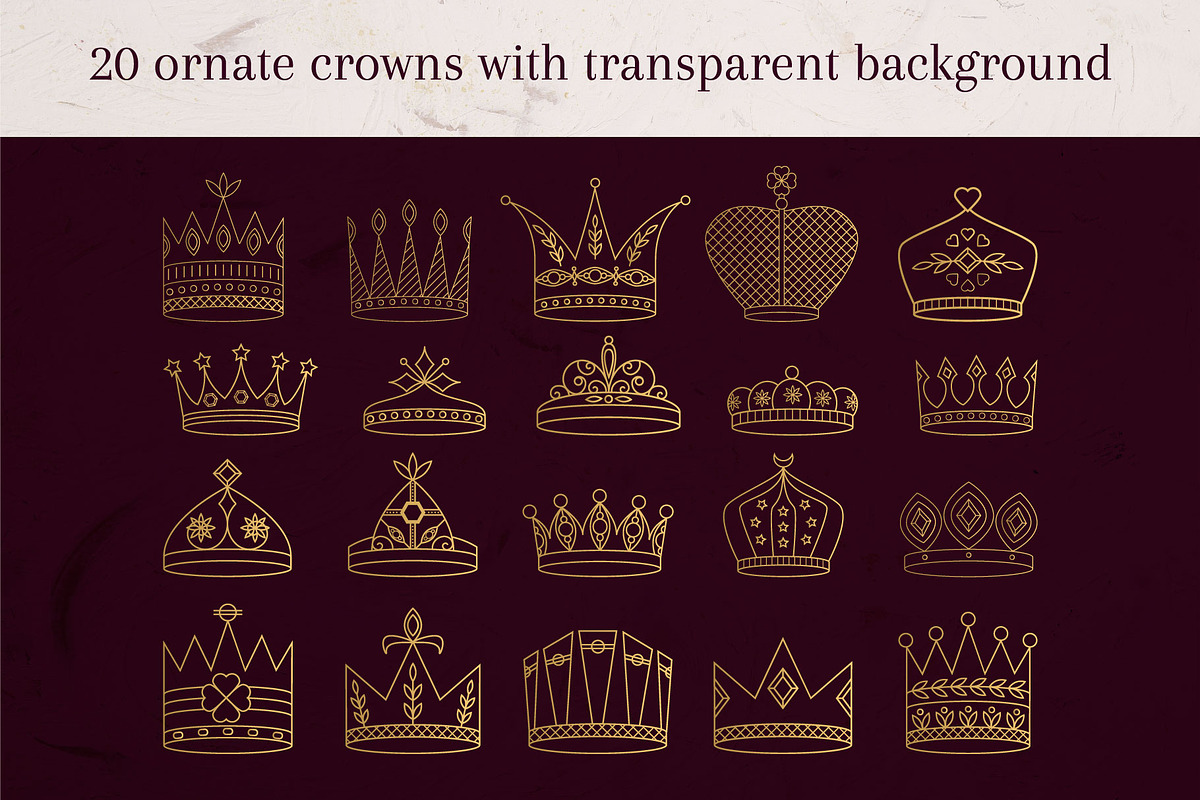 68 Elegant Crowns, a Decorative Illustration by Anatartan Design (Photo 2 of 5)