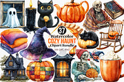 Watercolor Cozy Haunt Clipart Bundle, an Illustration by Canvas Craft (Thumbnail 1 of 7)