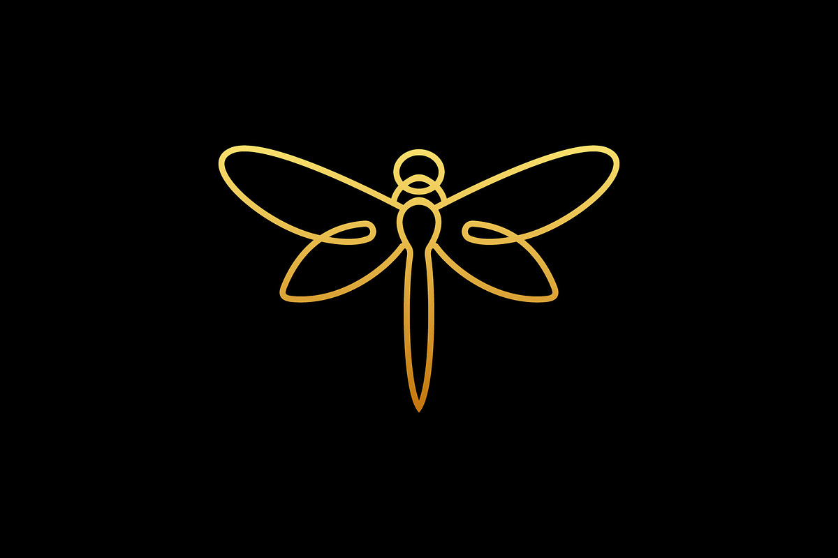 Minimalist Golden Dragonfly Logo, a Branding & Logo Template by funpixel