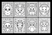 Stained Glass Animals Coloring Book, an Animal Illustration by Design Station (Thumbnail 3 of 3)