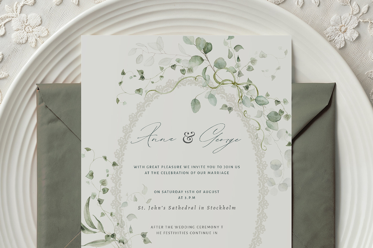 Watercolor Eucalyptus Green Floral, a Decorative Illustration by Veris Studio (Photo 13 of 20)