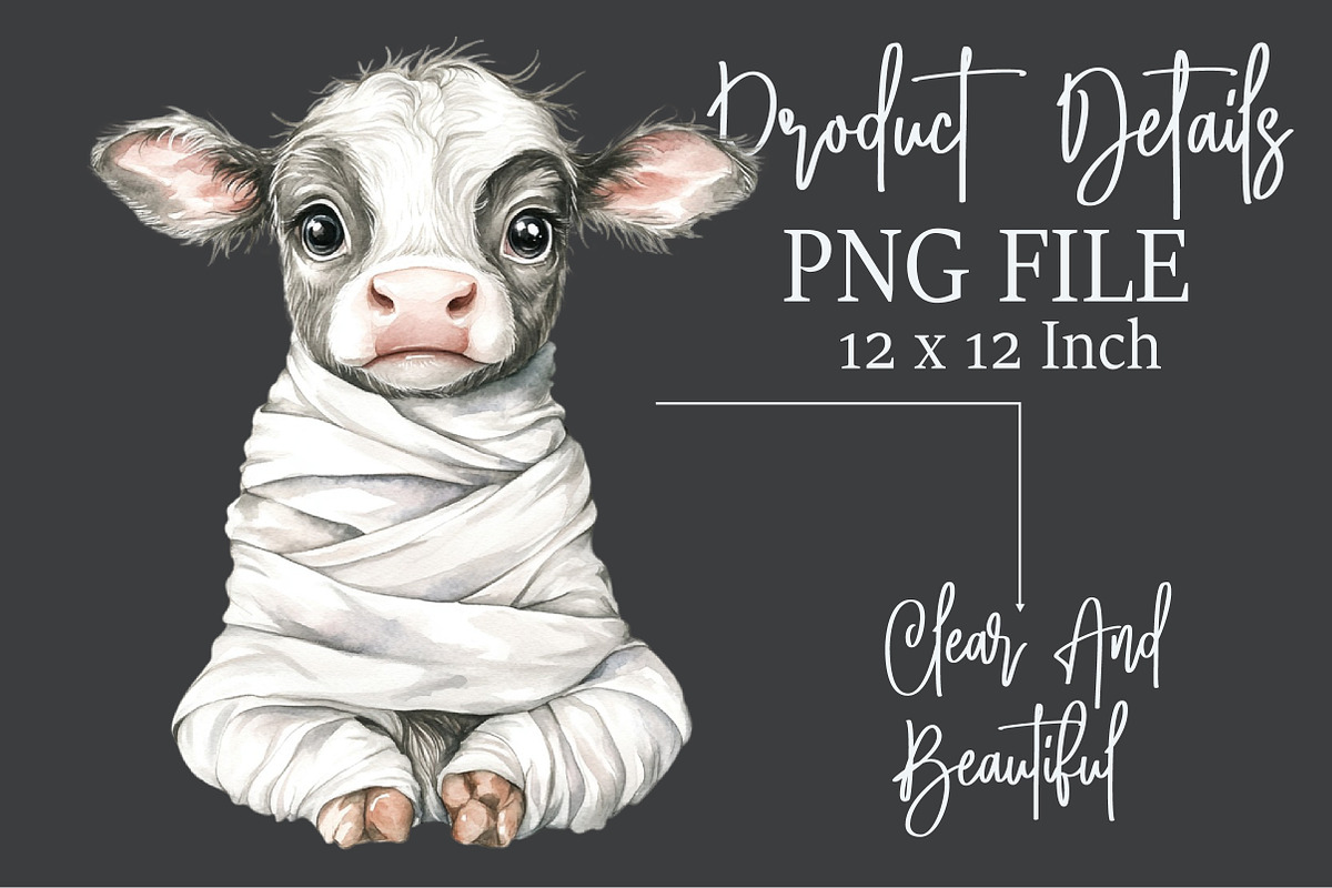 Cute Baby Cow Halloween Clipart, a Seasonal Illustration by Rose Art (Photo 4 of 7)