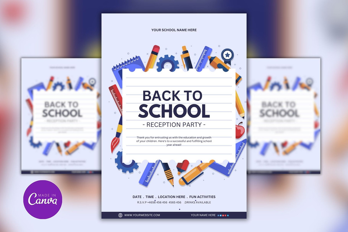 Editable Back to School Flyer Design, a Marketing Template by Mishek Munene (Photo 4 of 4)