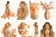 Peaches Floral Lover Clipart Bundle, an Object Illustration by BusyDaydesign (Thumbnail 2 of 9)
