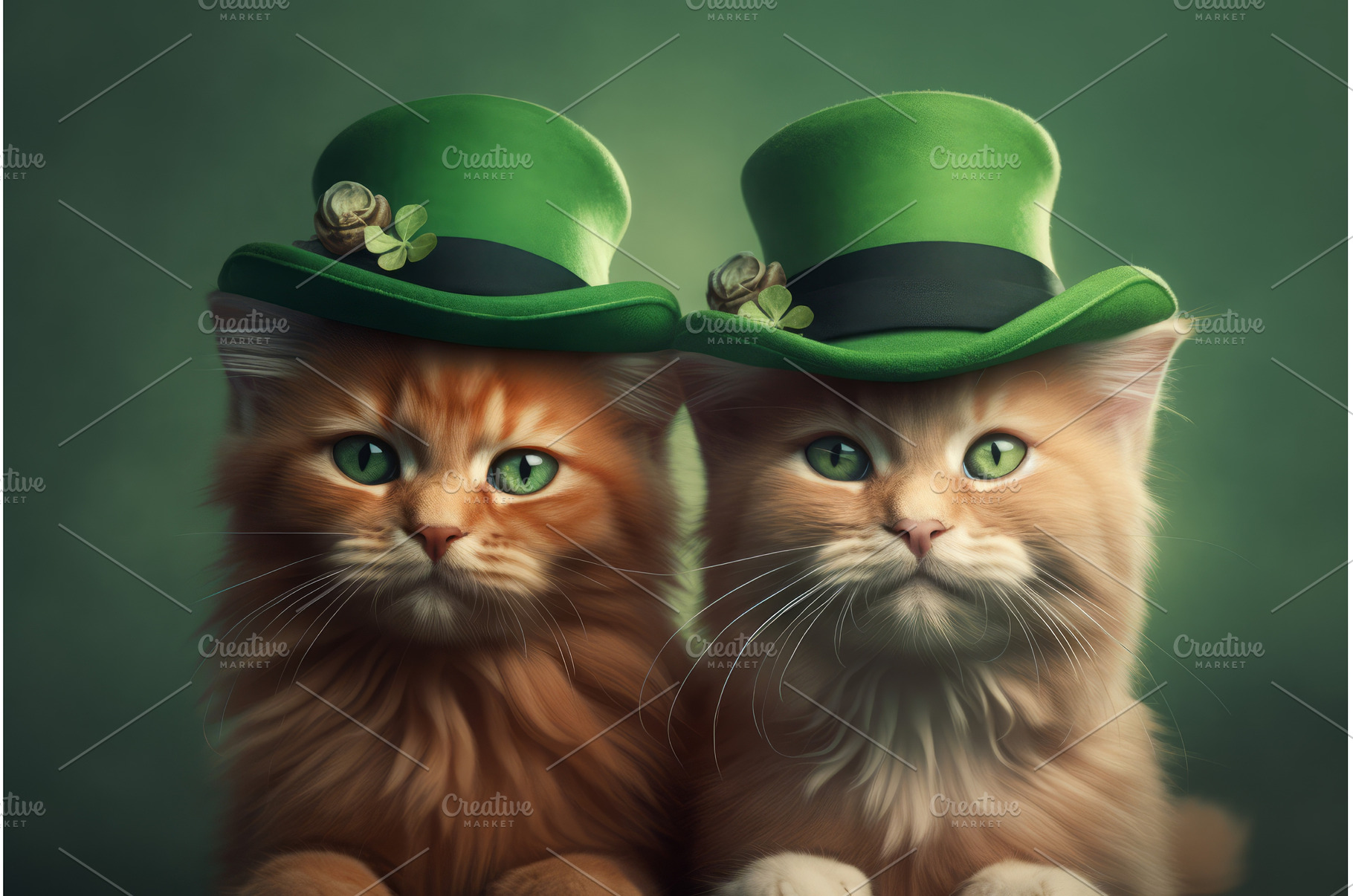 Saint Patrick day cats. Generate ai, an Animal Photo by Ylivdesign