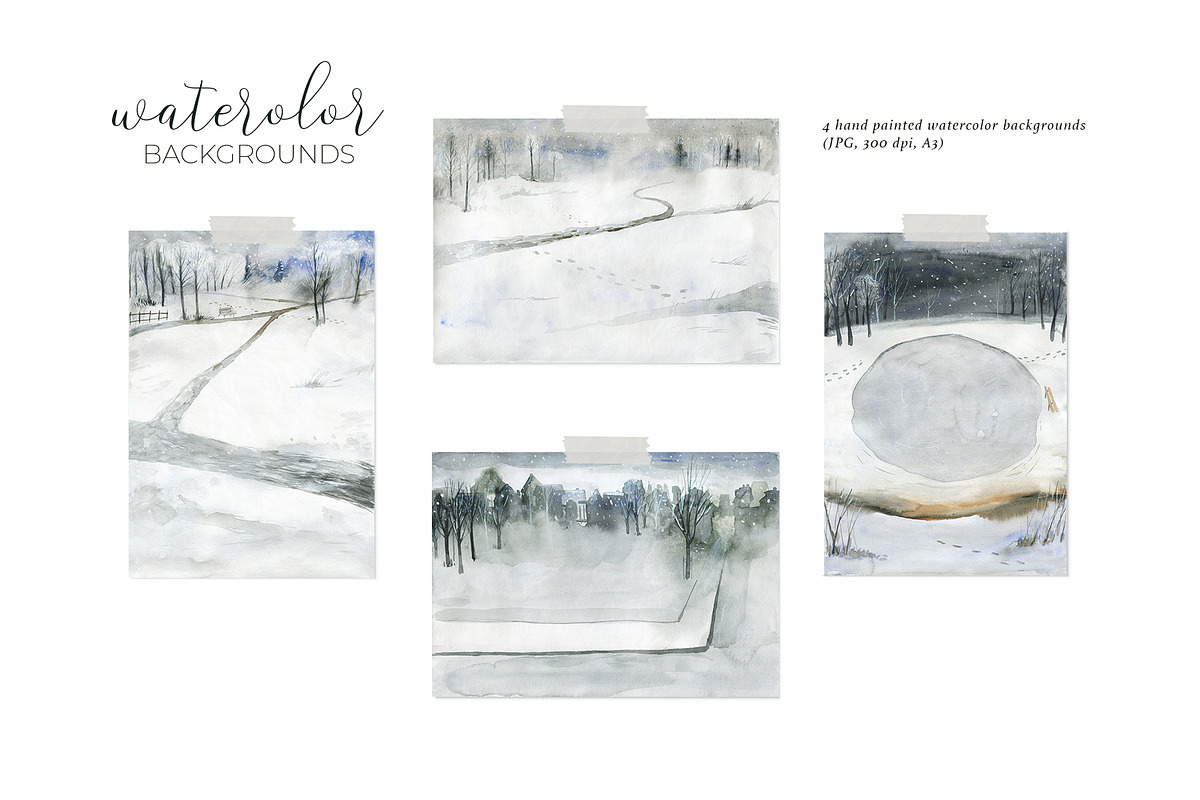 A Walk in Winter Watercolor Set, a Person Illustration by Bibela (Photo 4 of 14)