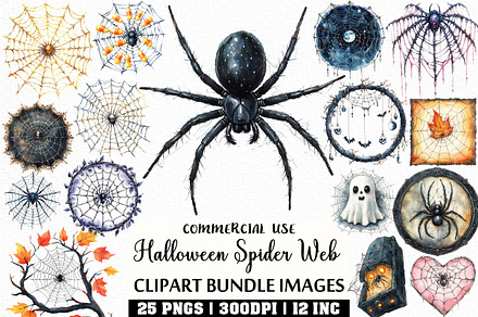 Watercolor Halloween Spider Web PNG