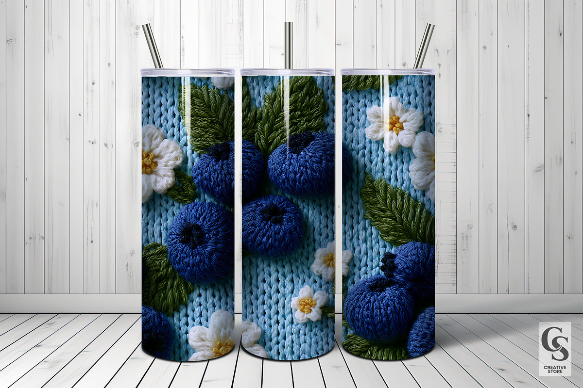 Crochet Floral Blue Berries Papers, a Pattern Graphic by Creative Store (Photo 5 of 5)