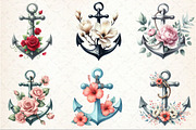 Watercolor Floral Anchor Clipart, an Illustration by Rose Art (Thumbnail 3 of 4)