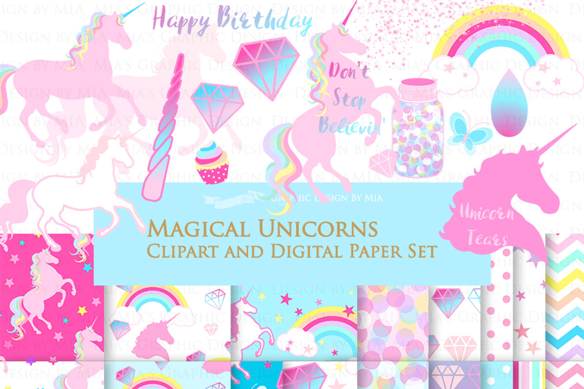 Magical Unicorns, Einhorn, Pink, an Illustration by Mia's Graphic Design (Photo 2 of 9)