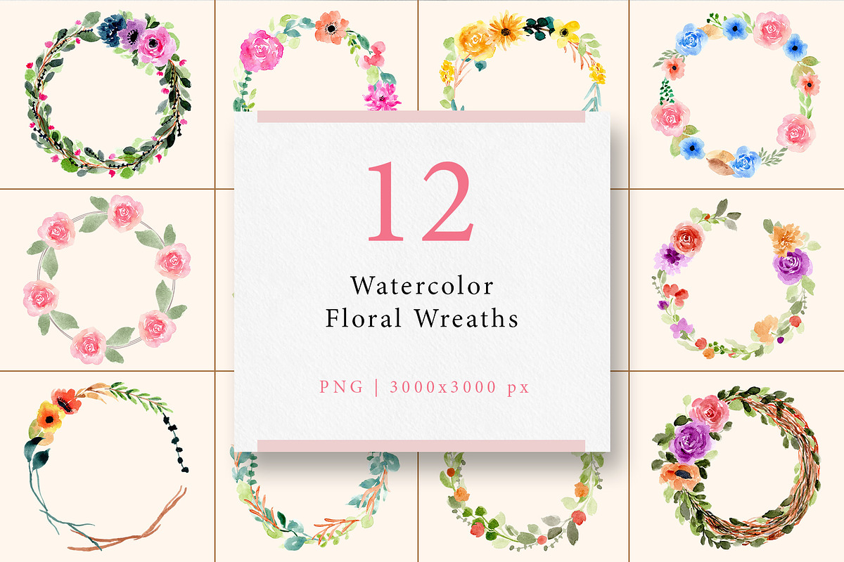 Floral Watercolor Graphic Bundle, a Decorative Illustration by wulano (Photo 8 of 21)