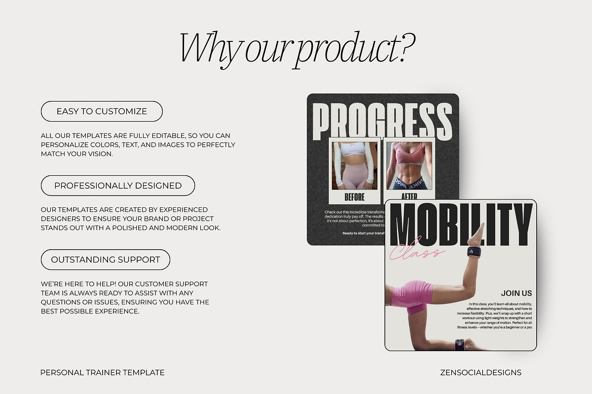 Personal Trainer Instagram Template, a Social Media Template by ZenSocialDesigns (Photo 5 of 9)