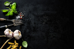 Food background with ingredients stock photo containing gastronomy and dark