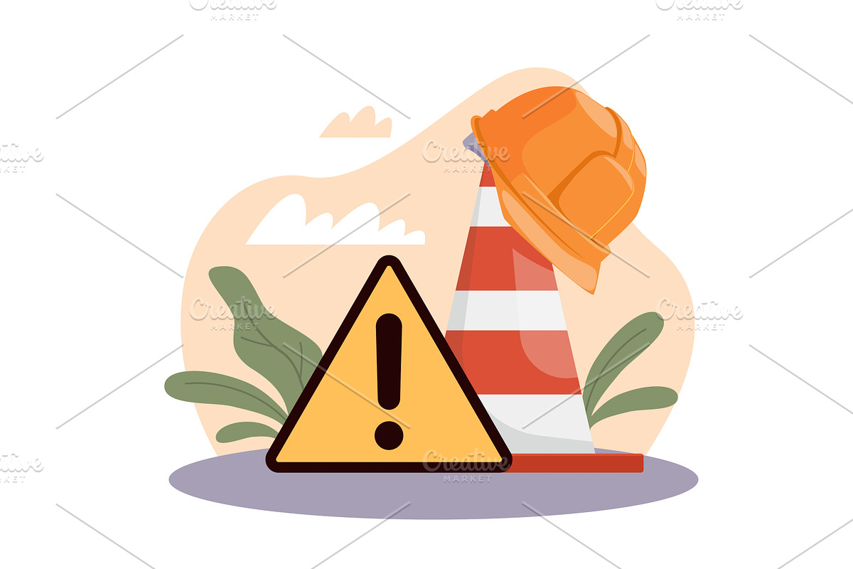 Workplace safety. Construction works, an Illustration by YummyBuum