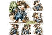Piglet In Outfit Clipart JPG, an Animal Illustration by Memories By Lea (Thumbnail 1 of 20)