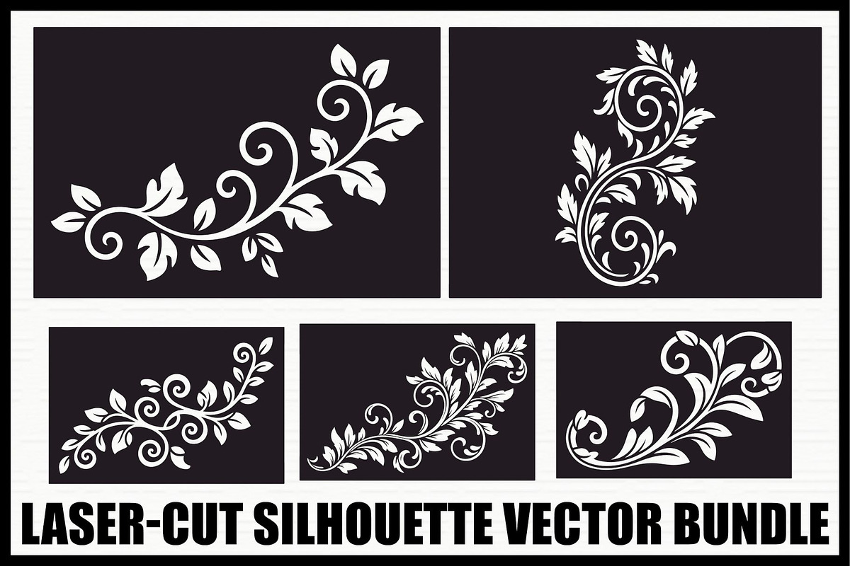 Floral Swirl Laser Cut Vector Set, an Illustration by Gfx_Store (Photo 1 of 7)