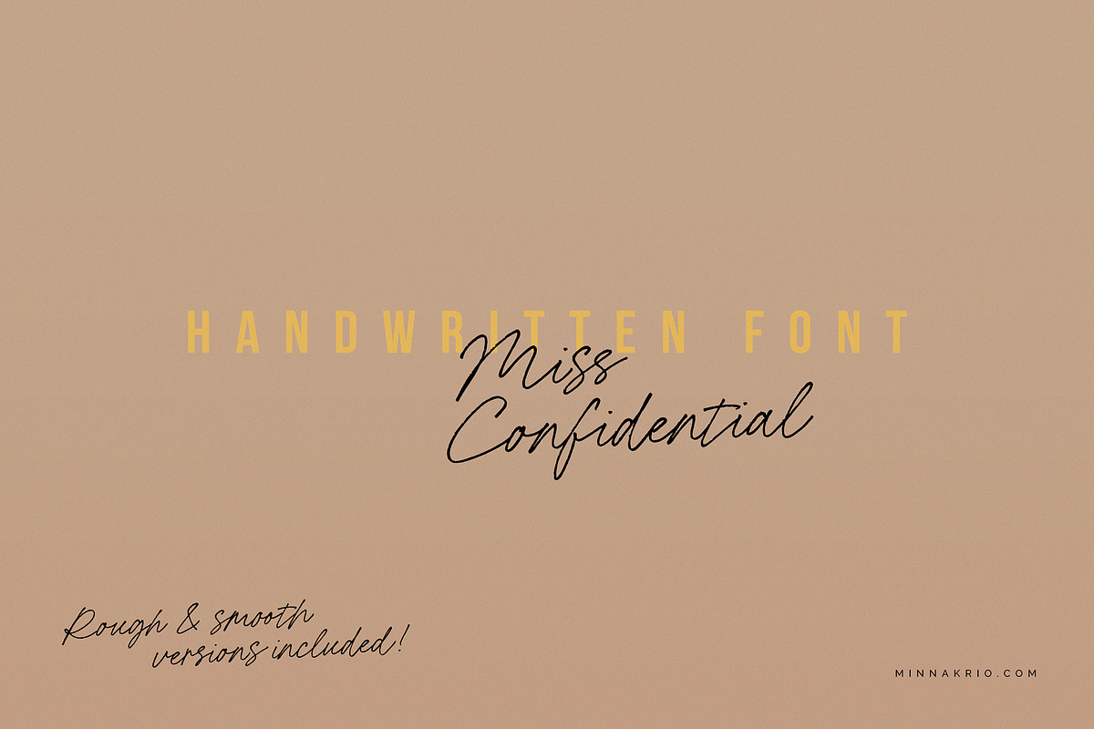 Miss Confidential handwritten font, a Handwritten Font by Minna Kaario (Photo 1 of 13)