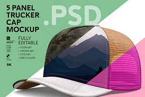 Fully Editable 5-Panel Hat PSD