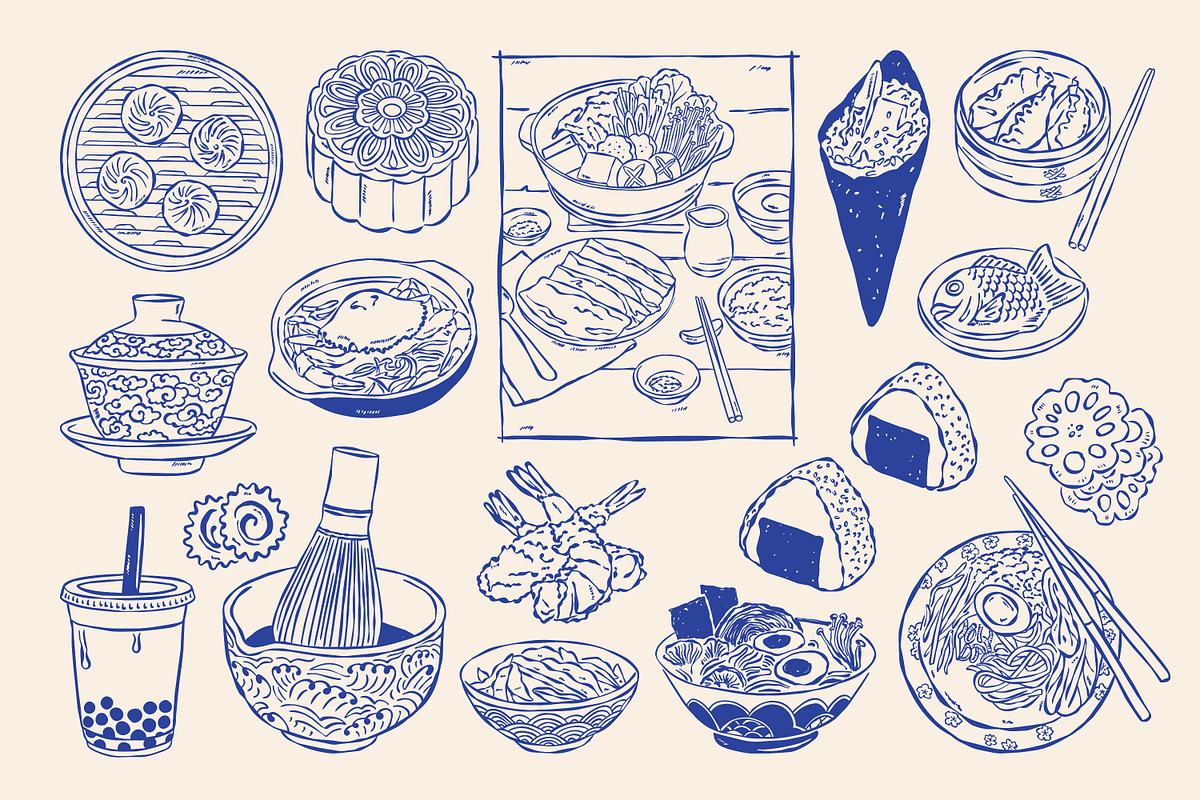 Asian Food Line Art 80 Illustrations, a Food Illustration by DesignThatMatters (Photo 3 of 14)