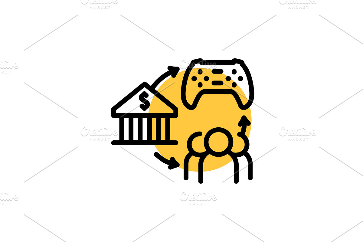 Gamefi ecosystem color line icon, an Illustration by Backwoods_studio