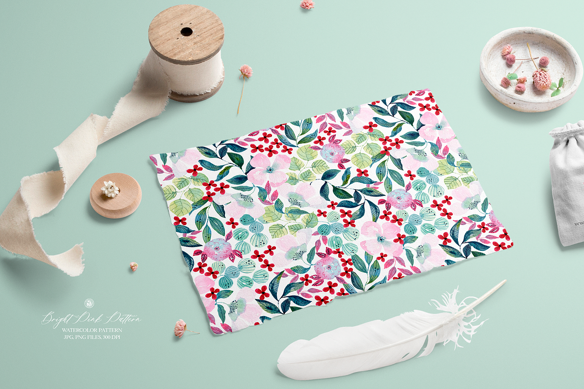 Bright Pink Watercolor Pattern, a Pattern Graphic by Webvilla Studio (Photo 3 of 5)