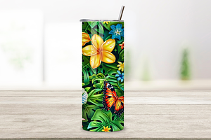 3D Plumeria Bliss Tumbler Wrap PNG