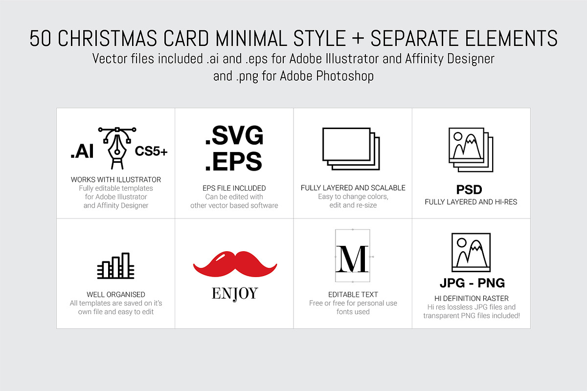 50 Christmas Greeting Cards Set, a Poster Template by Pingebat (Photo 3 of 9)