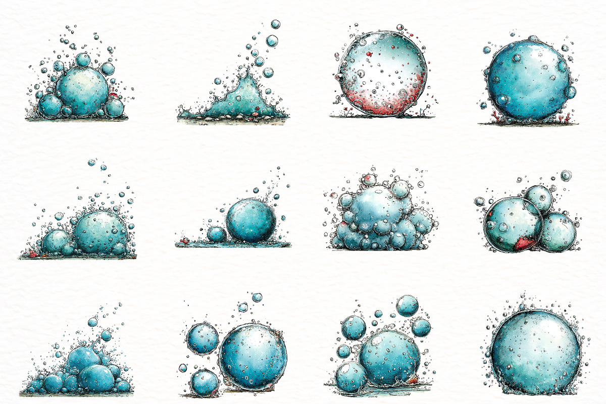 summer sea underwater bubbles clipar, an Illustration by Designworld (Photo 2 of 8)