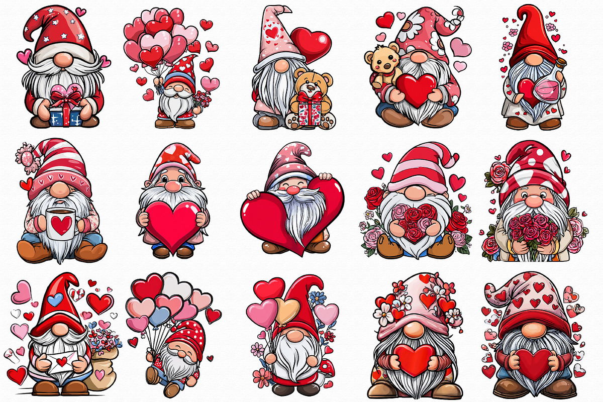 Valentine Gnome Clipart, an Illustration by Libby Wishes (Photo 6 of 7)