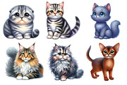 Watercolor Cats Sublimation Clipart, an Illustration by Designworld (Thumbnail 2 of 6)